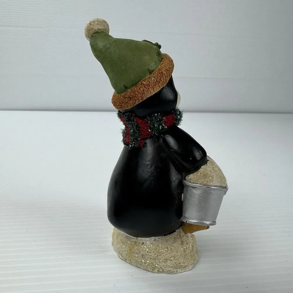 Christmas Penguin Figurine with Scarf & Shovel Holiday Winter Decor Whimsical